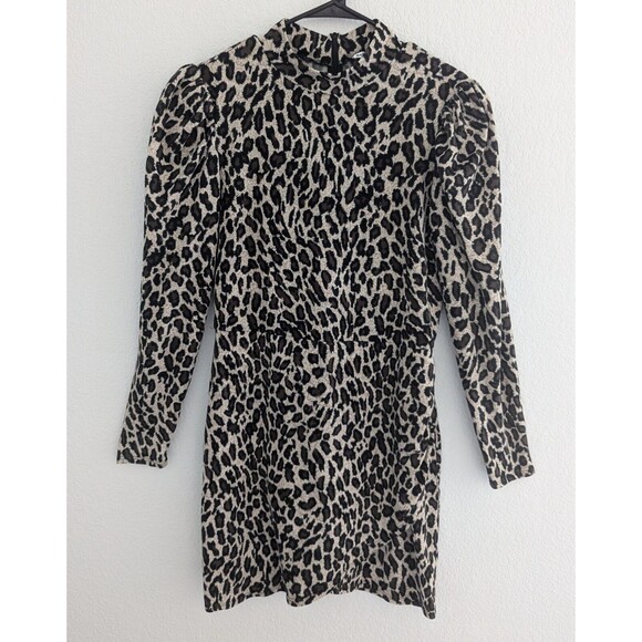 Reformation Lexi Mini Dress Women's Size XL Scar Leopard Print Faux Wrap Dress - Picture 3 of 10